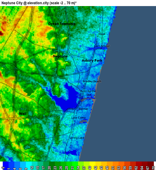 Zoom OUT 2x Neptune City, United States elevation map