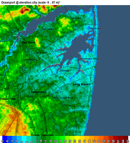 Zoom OUT 2x Oceanport, United States elevation map