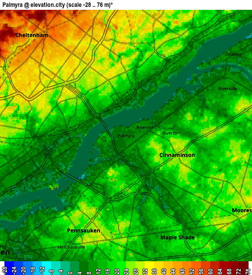 Zoom OUT 2x Palmyra, United States elevation map