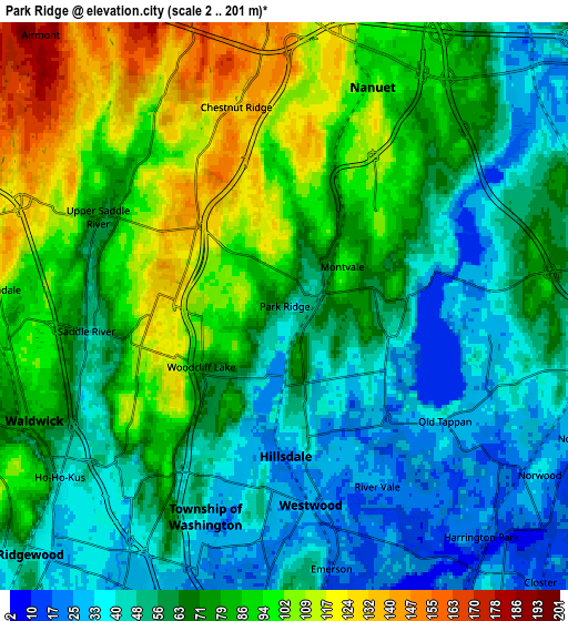 Zoom OUT 2x Park Ridge, United States elevation map