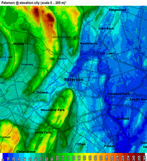 Zoom OUT 2x Paterson, United States elevation map