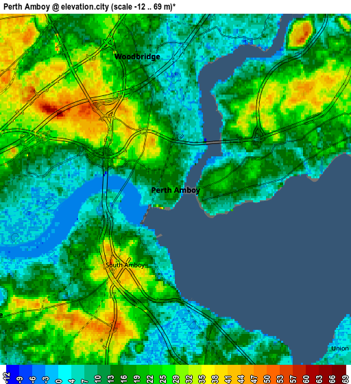 Zoom OUT 2x Perth Amboy, United States elevation map