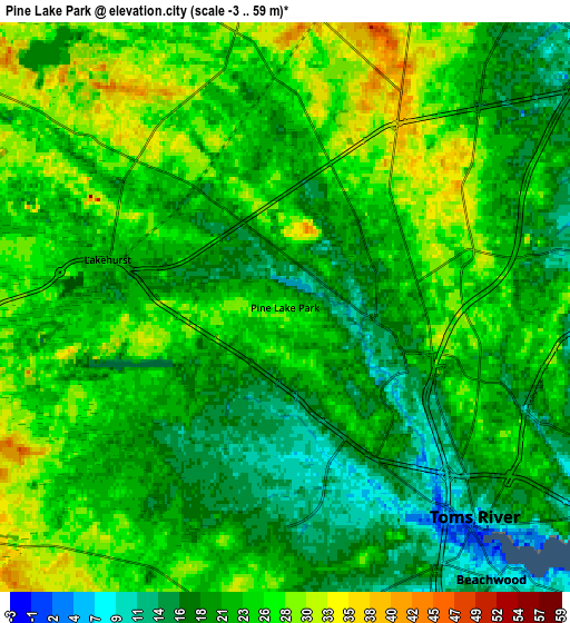 Zoom OUT 2x Pine Lake Park, United States elevation map