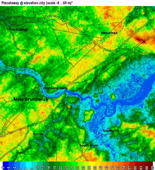 Zoom OUT 2x Piscataway, United States elevation map