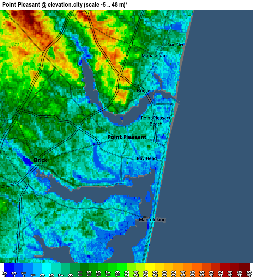 Zoom OUT 2x Point Pleasant, United States elevation map