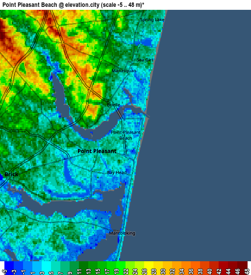 Zoom OUT 2x Point Pleasant Beach, United States elevation map