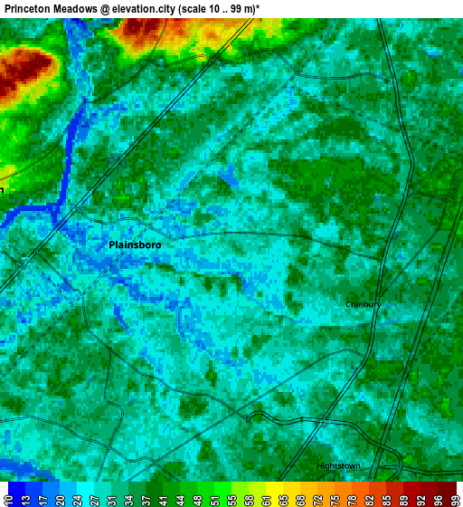 Zoom OUT 2x Princeton Meadows, United States elevation map