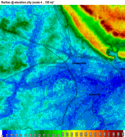 Zoom OUT 2x Raritan, United States elevation map