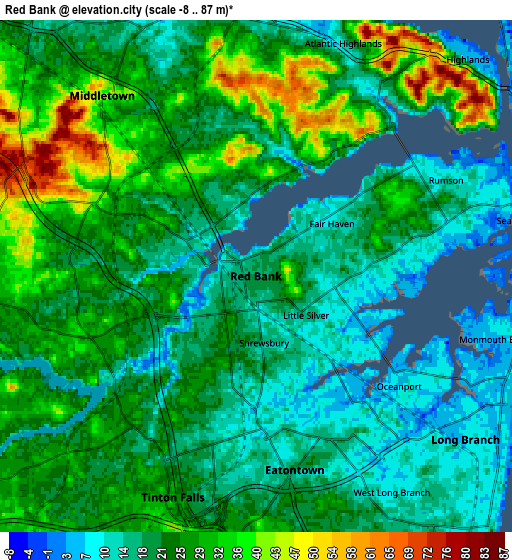 Zoom OUT 2x Red Bank, United States elevation map