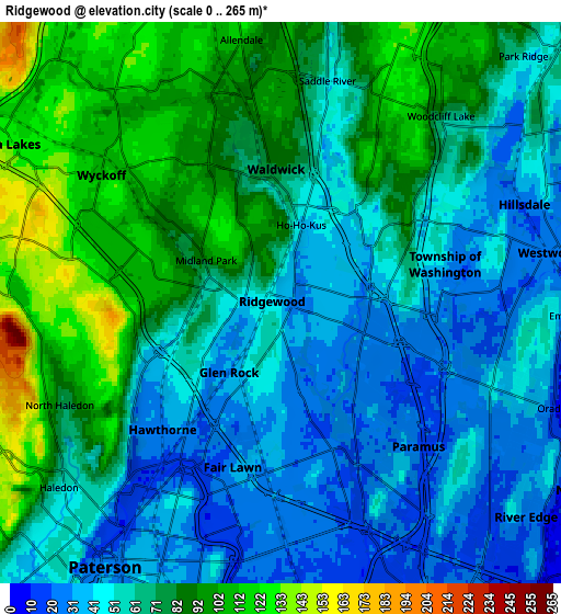 Zoom OUT 2x Ridgewood, United States elevation map