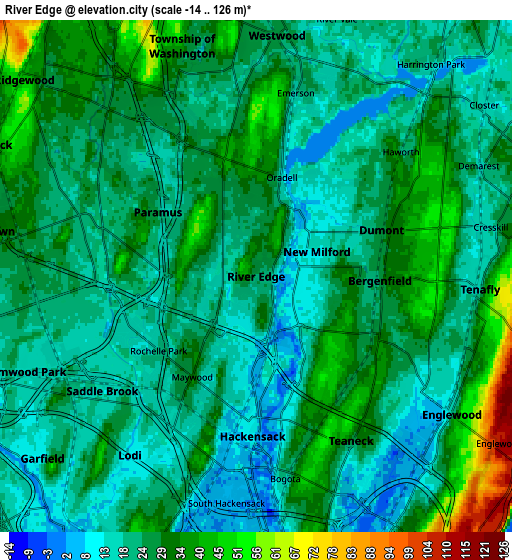 Zoom OUT 2x River Edge, United States elevation map