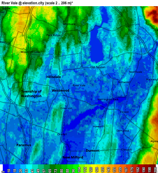 Zoom OUT 2x River Vale, United States elevation map