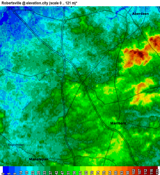 Zoom OUT 2x Robertsville, United States elevation map