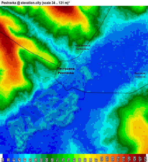 Zoom OUT 2x Pestravka, Russia elevation map