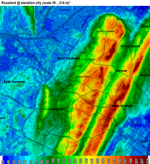 Zoom OUT 2x Roseland, United States elevation map