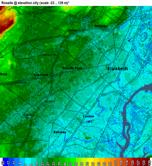 Zoom OUT 2x Roselle, United States elevation map