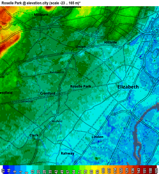 Zoom OUT 2x Roselle Park, United States elevation map