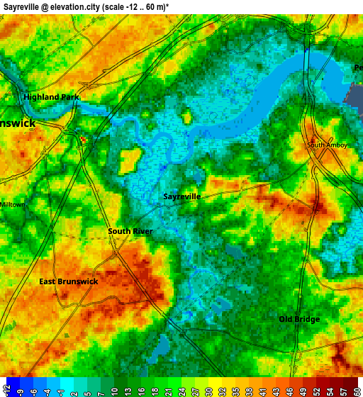 Zoom OUT 2x Sayreville, United States elevation map