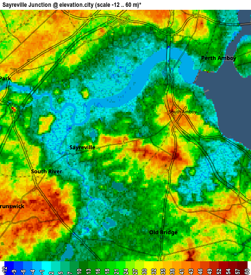 Zoom OUT 2x Sayreville Junction, United States elevation map