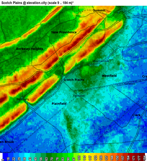 Zoom OUT 2x Scotch Plains, United States elevation map