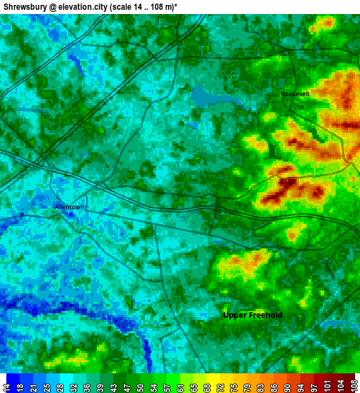 Zoom OUT 2x Shrewsbury, United States elevation map