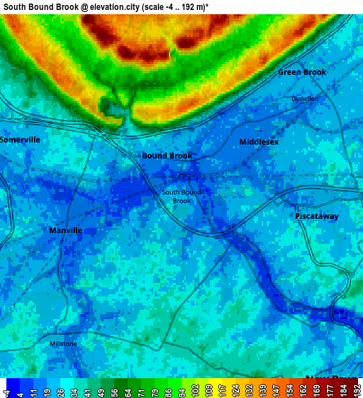 Zoom OUT 2x South Bound Brook, United States elevation map