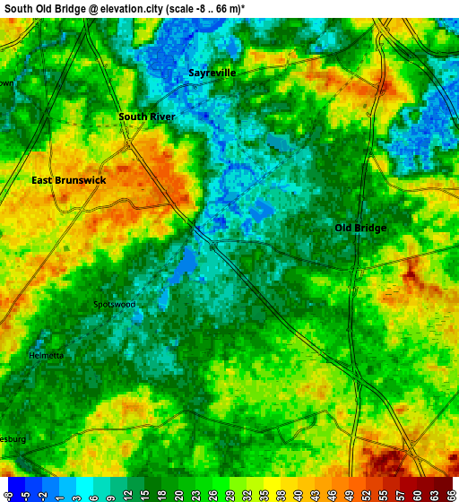 Zoom OUT 2x South Old Bridge, United States elevation map