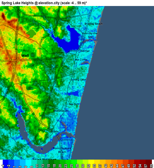 Zoom OUT 2x Spring Lake Heights, United States elevation map