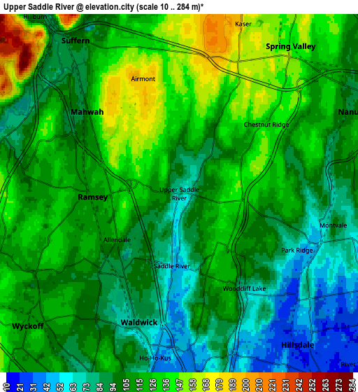 Zoom OUT 2x Upper Saddle River, United States elevation map