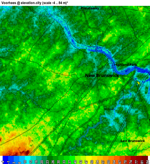 Zoom OUT 2x Voorhees, United States elevation map