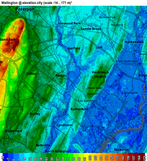 Zoom OUT 2x Wallington, United States elevation map