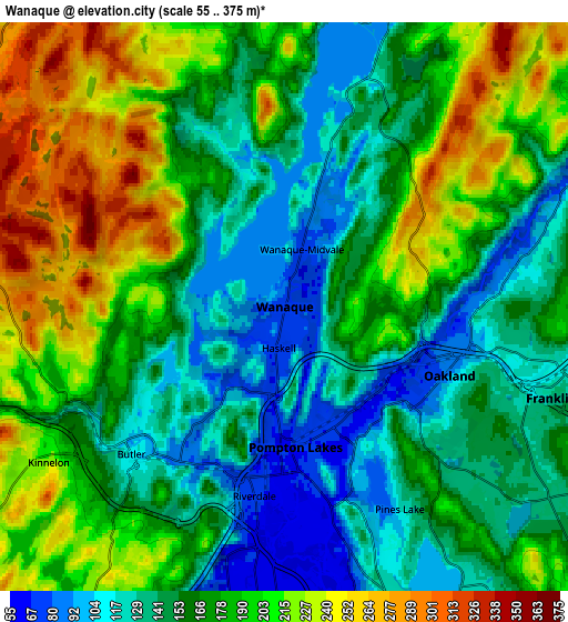 Zoom OUT 2x Wanaque, United States elevation map