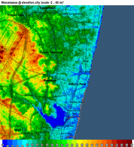 Zoom OUT 2x Wanamassa, United States elevation map