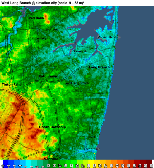 Zoom OUT 2x West Long Branch, United States elevation map