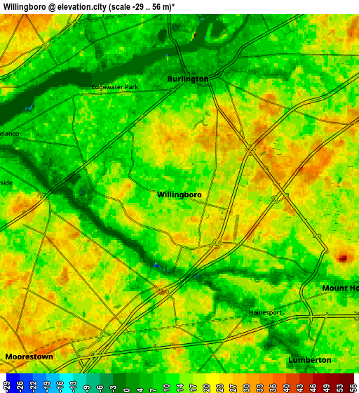 Zoom OUT 2x Willingboro, United States elevation map