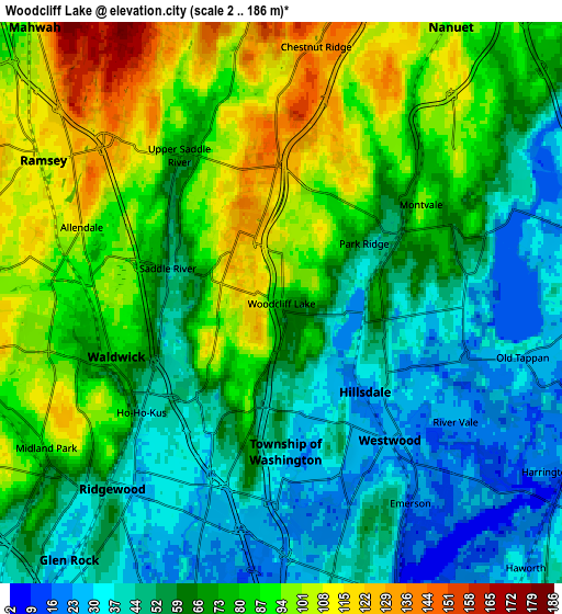 Zoom OUT 2x Woodcliff Lake, United States elevation map