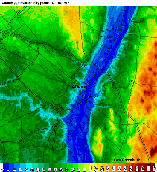 Zoom OUT 2x Albany, United States elevation map