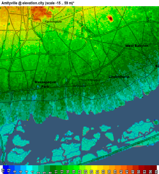 Zoom OUT 2x Amityville, United States elevation map