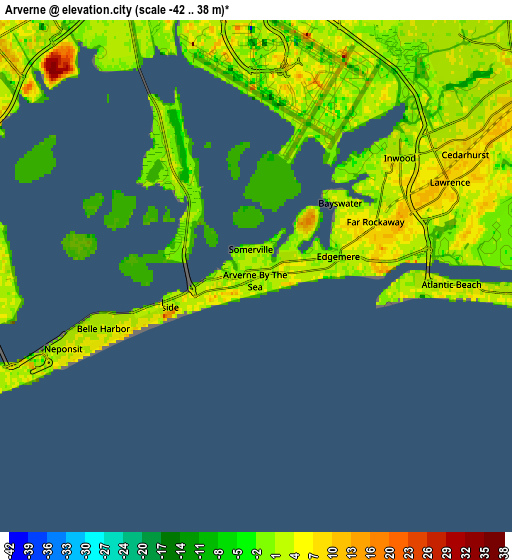 Zoom OUT 2x Arverne, United States elevation map