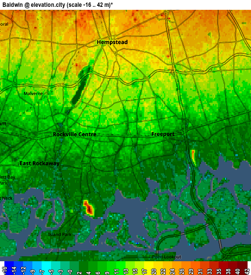 Zoom OUT 2x Baldwin, United States elevation map