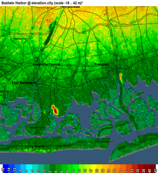 Zoom OUT 2x Baldwin Harbor, United States elevation map