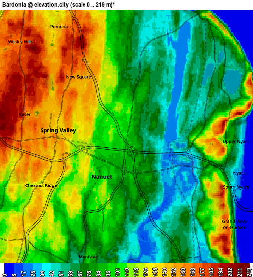 Zoom OUT 2x Bardonia, United States elevation map