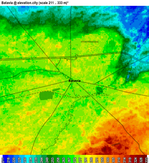 Zoom OUT 2x Batavia, United States elevation map