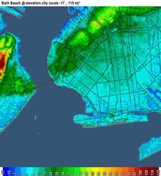 Zoom OUT 2x Bath Beach, United States elevation map