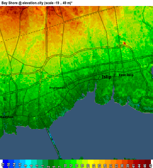 Zoom OUT 2x Bay Shore, United States elevation map