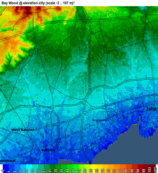 Zoom OUT 2x Bay Wood, United States elevation map