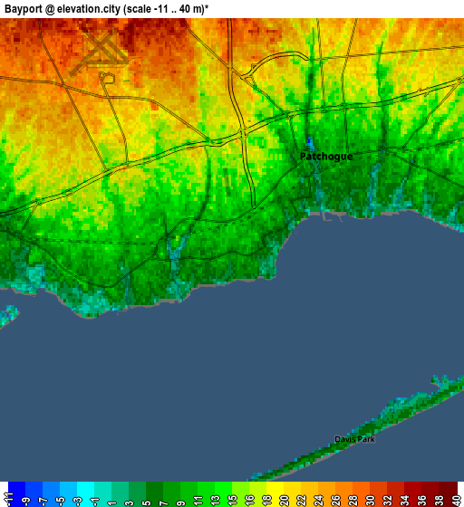 Zoom OUT 2x Bayport, United States elevation map