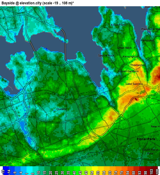 Zoom OUT 2x Bayside, United States elevation map