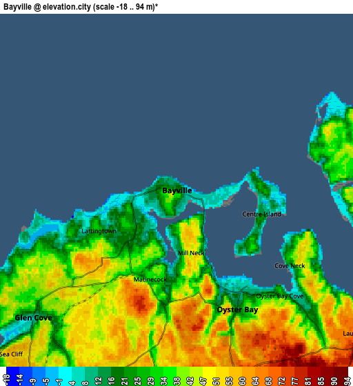 Zoom OUT 2x Bayville, United States elevation map