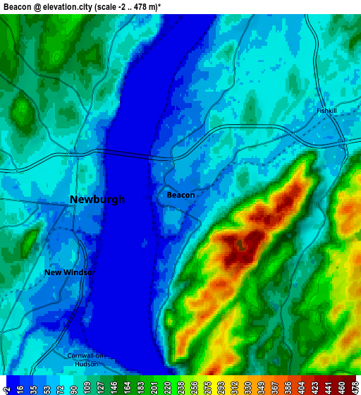 Zoom OUT 2x Beacon, United States elevation map